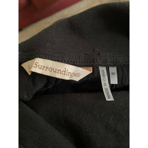 Soft Surroundings Size M Black Jacquard Wide Flare Leg Folded Elastic Waist - Picture 8 of 9